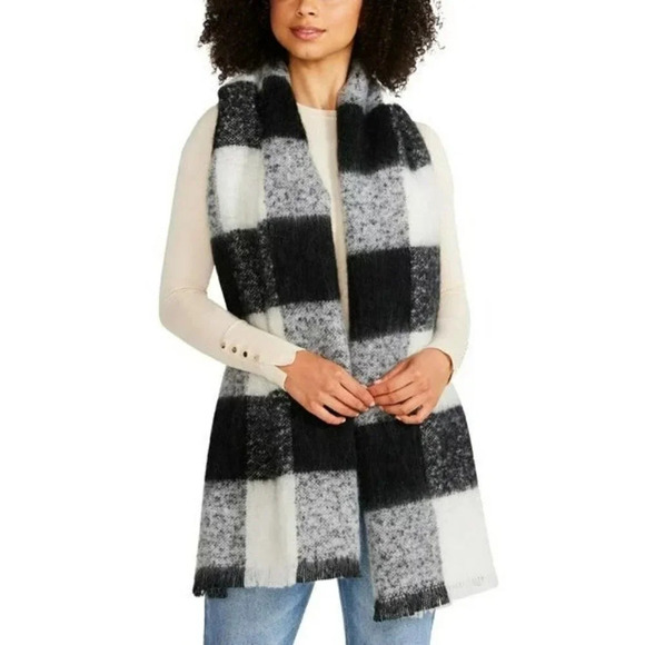 Steve Madden Women's Two-Tone Buffalo Check Black Multi One Size (MSRP $38) - Picture 1 of 5